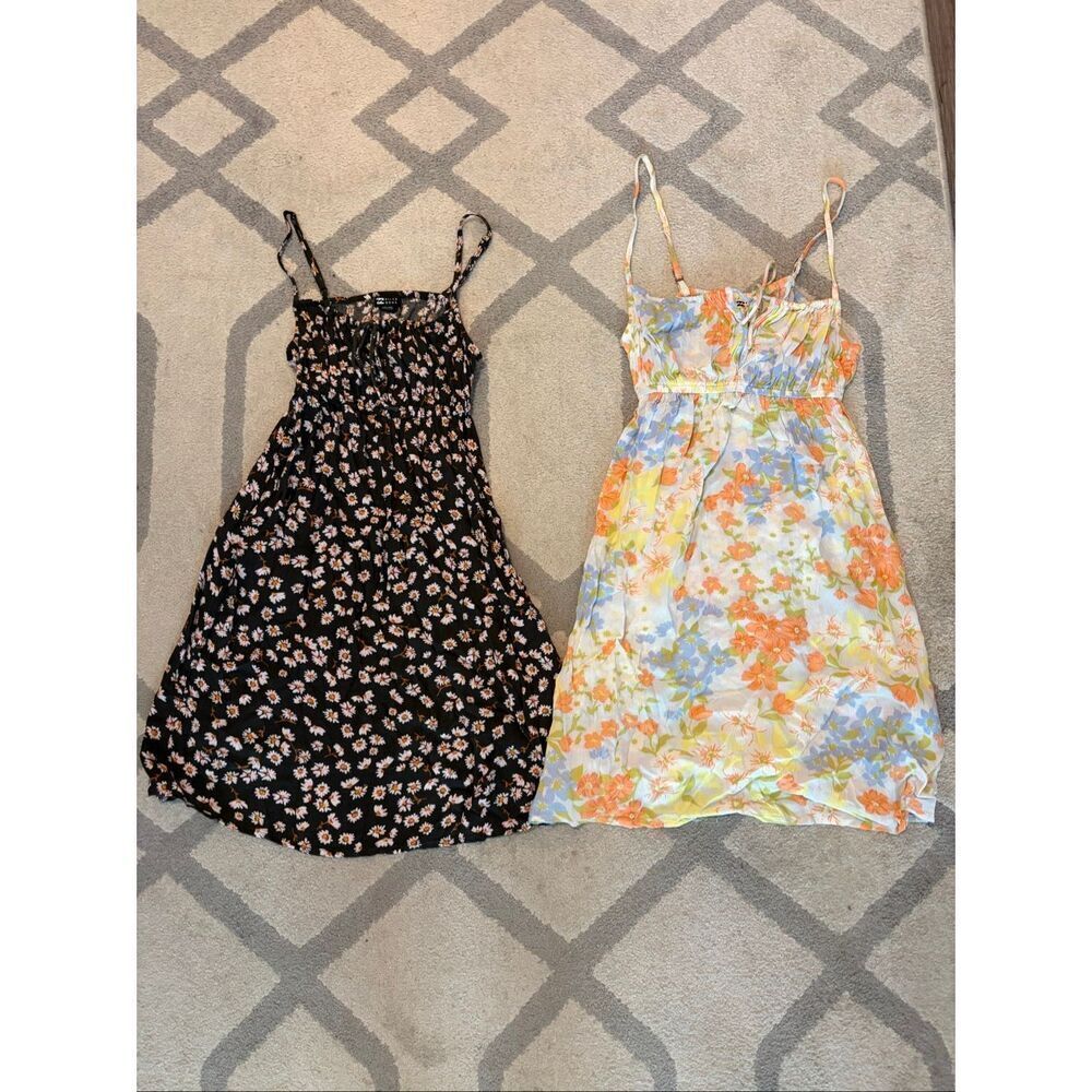 Billabong Bundle of 2 Floral Mini Feelin Blue style Sundresses Summer Beach
